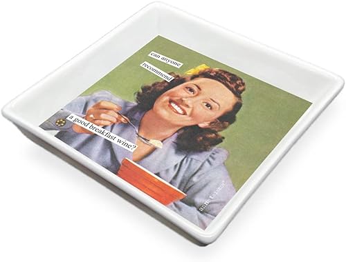 Boston International Anne Taintor - Servilletero de cerámica estilo vintage, 6.25 x 6.25 pulgadas, vino de desayuno