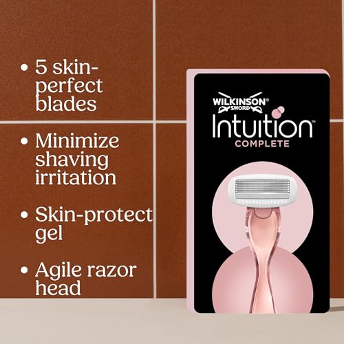 Wilkinson Sword - Intuition Complete Rasierer für Frauen, 4 + 1 gratis Ersatzklingen, Skin-Protect-Gel für sanftes Gleiten 2