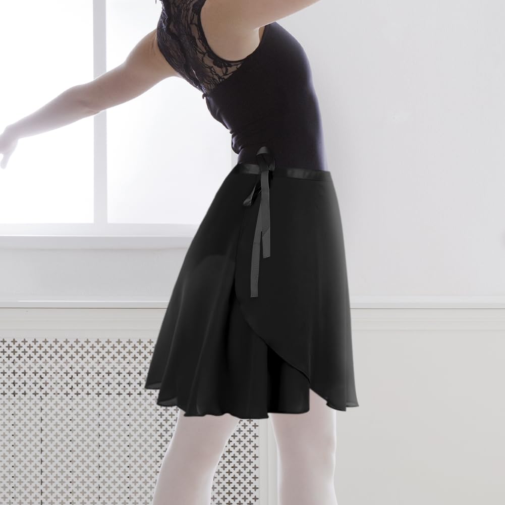 DiULi Falda de Ballet, 1 Pieza Falda de Abrigo la Danza de Ballet, Transpirable, Falda Envolvente de Gasa, Cintura Ajustable, Faldones de Baile para Mujeres y Niñas
