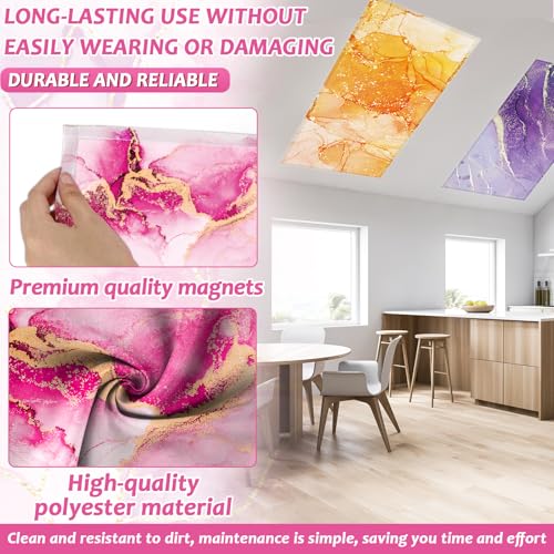 8 Pcs Fluorescent Light Covers with 80 Magnets Decorative for Classroom Ceiling Lights 4 x 2 Feet Magnetic Light Covers Filter Easy Install for Office Hospital & Home Drop Ceiling Supplies (Fluid Art) by Wiooffen - Used condition - Image 3