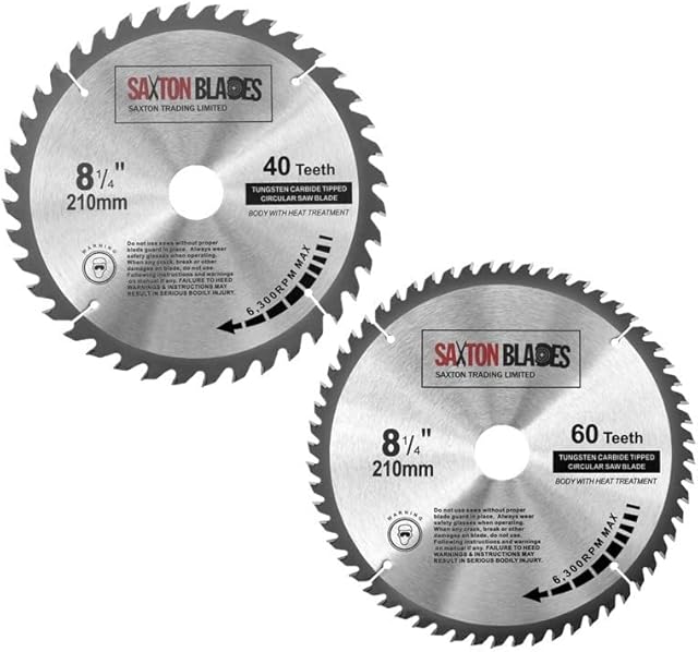 2x Saxton TCT Circular Wood Saw Blades 210mm x 30mm for Festool Bosch Makita Dewalt fits 216mm saws