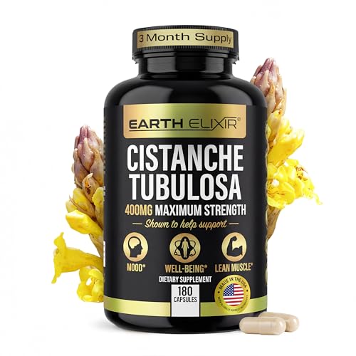 Earth Elixir Cistanche Supplement for Men & Women Potent Cistanche Tubulosa Extract Capsules for Daily Vitality Strength & Performance Support Made in USA 3rd Party Tested & 3 Month Supply
