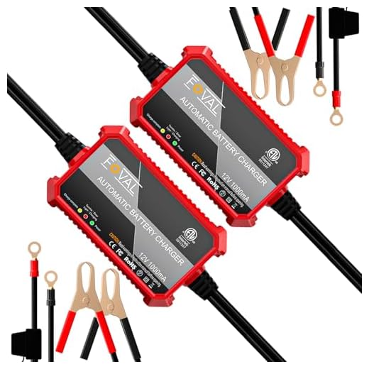 [2-Pack] FOVAL Automatic Trickle Battery Charger 12V 1000mA Smart Battery Charger