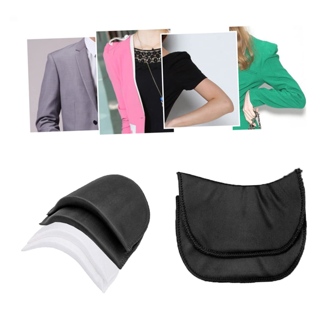 2 paia di spalline imbottite in spugna da cucito per valorizzare le spalle, per donna, blazer, abiti, abiti, abiti, accessori da cucito (nero + bianco