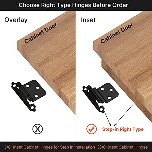 3/8'' Homdiy 10 Pairs 20 Pack Black Cupboard Hinges Self Closing Kitchen Cabinet Hinges - Inset Black Cabinet Hinges Face Mount Hinges For Cabinet Doors, Upgraded Screws Included #TOP2