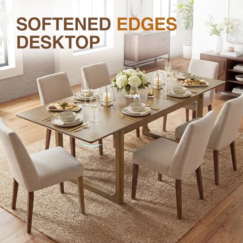 Image of DUOMAY 71 inch Extendable Wood Dining Table for 4-8, Mid Century Modern Rectangular Kitchen Table with Heavy Duty Wooden Base, Farmhouse Dinner Table for Dining Living Room Home Restaurant, Walnut