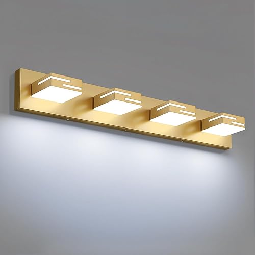 Miniatura 10 de Lámparas LED modernas para tocador de baño, 4 luces, 5CCT, regulables, color negro mate, para accesorios de iluminación de baño sobre espejo