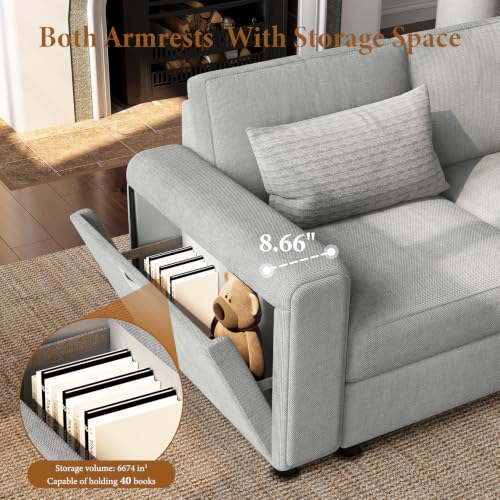 Vesgantti Modular 6-Seater Chenille L Shaped Sectional Sofa, Light Grey - image 2