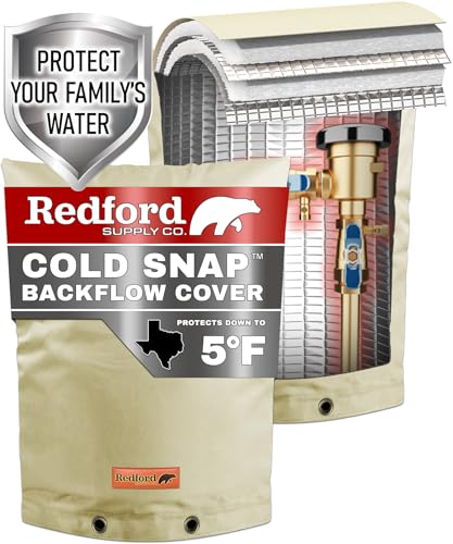 Redford Supply Co. Cold Snap (5°F) Backflow Preventer Insulation Cover, 16"W x 20"H, Pipe Insulation, Water Sprinkler Covers for Outside, Sprinkler Backflow Cover for Winter, Well Pump Bag (Beige)