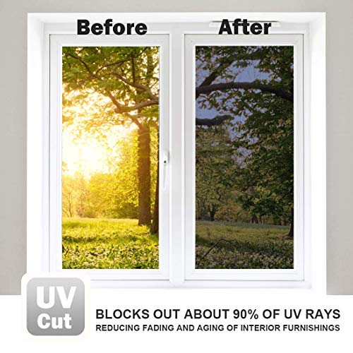 WPCTEV One Way Mirror Window Film Daytime Privacy Heat Control Film Solar Film Non-Adhesive Window Tint for Home and Office Blue & Silver 6 Mil 17.5 Inch x 16.4 Feet