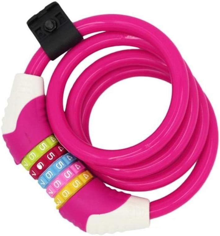 Chain Lock,Cycling Lock Padlock, Security Combination Steel Wire Bike Motorbike Code Lock Anti-Theft Cable Lock Spiral Lock-Black (Color : Red) (Color : Red)