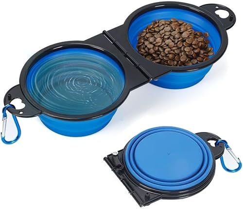 Miniatura 1 de Cuencos plegables de silicona para perros para viajes, plato portátil de agua y comida para mascotas, accesorios plegables para perros y gatos para