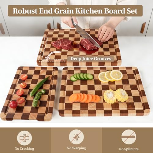Set de tablas de cortar madera rectangular 3 piezas miniatura 3