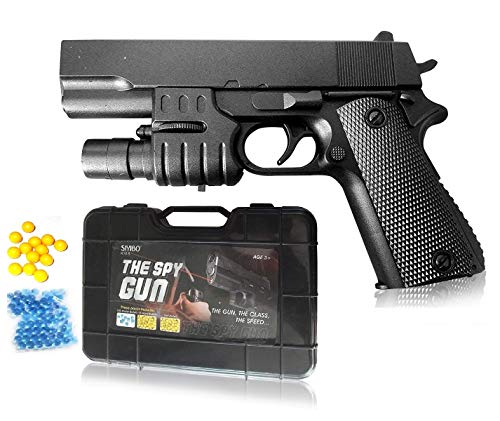 Image of HALO NATION 2in1 Police Pistol BB Bullet Gun Toy - Air Pistol Suitcase Mouser Gun with 6mm Bullets & Water Jelly Bullets - with Laser Target for Kids Glock Mouser Revolver Toy Gun - Black