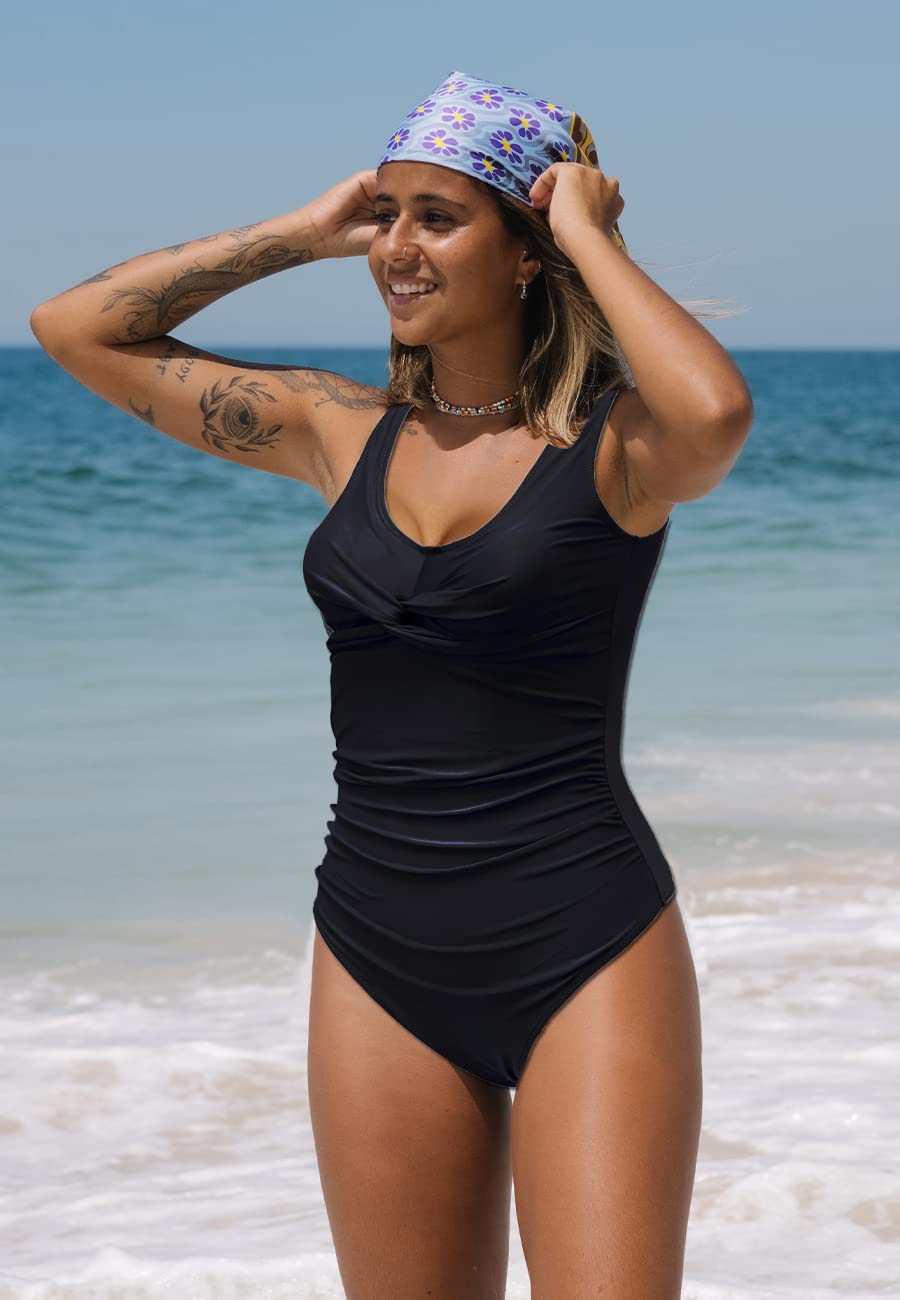 NLAND Costume Intero Donna da Contenitivo Push Up a Vita Alta Costumi con Scollo a V da Bagno Donna Beachwear dello Swimwear Imbottito