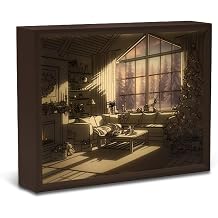WOODMENT Liint LED Frame Mood Light with Seasonal Window Scene Acrylic Art &ndash; 3 Light Modes, USB Powered, Unique Home Decor for Bedroom Living Room Office - Winter