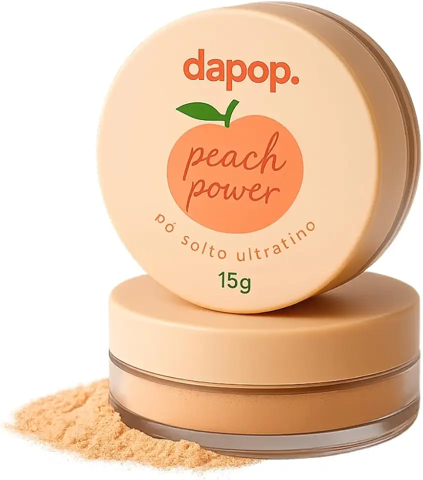 Pó Solto Ultrafino Peach Power, Pó Facial, Acabamento Natural e Mate, 15g, Pêssego - Maquiagem