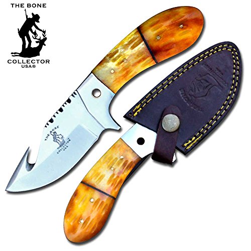 Bone Collector 8" Guthook Hunting Knife Gut Hook Blade Yellow Bone Hand Made