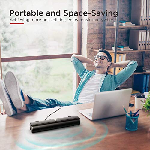 BOMAKER Mini Soundbar Bluetooth 5.0 Wireless, Tapio I 16'' con Tecnologia DSP, Supporta Ottico/AUX/USB/3 Modalità EQ, Ideale per PC/TV, Montaggio a Parate