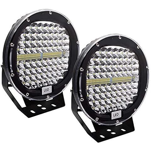Safego LED Pods Light Bar, 9'' 408W LED Offroad Driving Light LED Spotlight 40800LM LED Work Light Bar LED Light Bar Fog Light Lamp Round for 4x4 SUV ATV Truck Boat Tractor 12V, 2PCS - Black Shell Cover