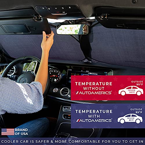 Autoamerics 1-Piece Windshield Sun Shade Foldable Car Front Window Sunshade for Bigger SUV Truck Vans - Auto Sun Shield Cover Visor Protector Blocks Max UV Rays and Keeps Your Vehicle Cool - Large Fit