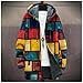 BIVENANT Cardigan Hoodies for Men Fashion Long Sleeve Colorful Men's Long Cardigan Hoodies Zipper Sweater Jackets Colorful Plaid Long Coat with Pockets Mens Fleece Lined Jackets Full Zip
