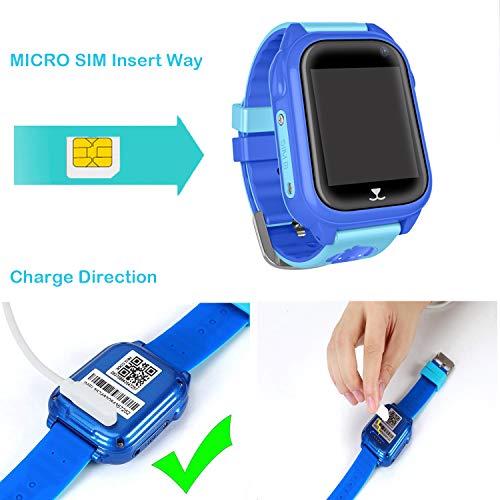 PTHTECHUS Kids Waterproof GPS Smart Watch for Boys Girls,Students Touch Screen Smartwatch with GPS Tracker Voice Chat One Key SOS for Help Clock Camera,Suitable for Childrens Aged 4-12, Blue