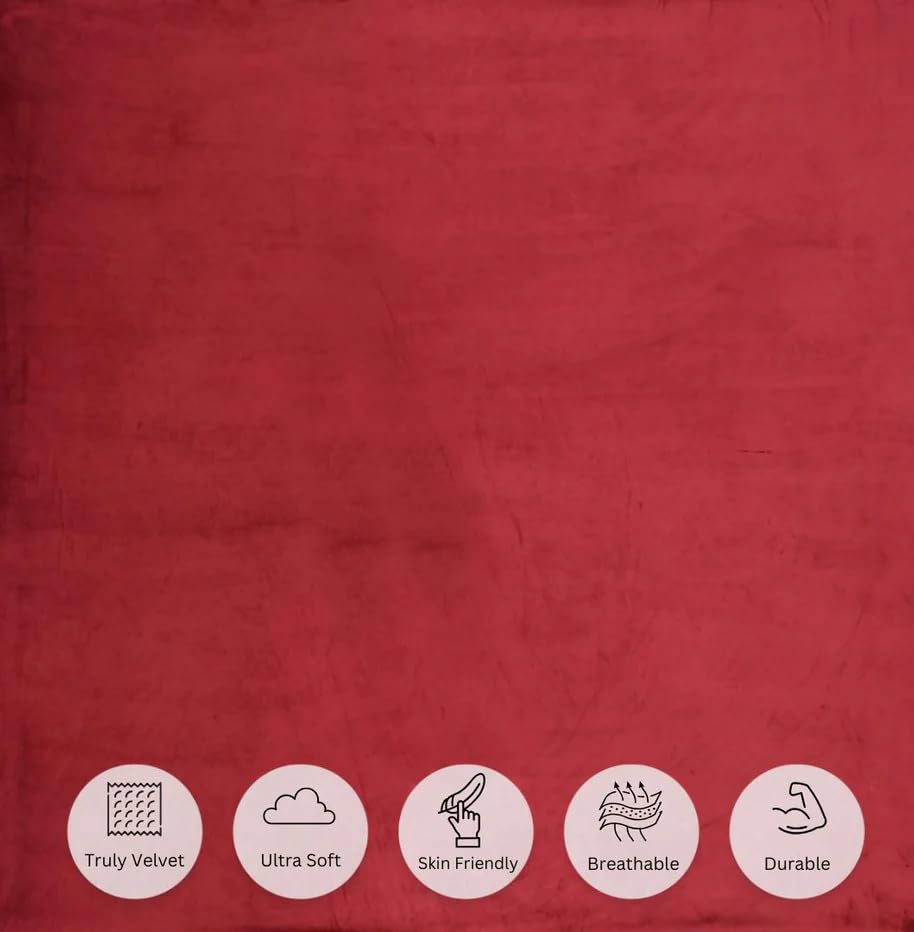 Image of Amazing Super Soft Double Bed Woollen Quilt Cover, 310TC Warm Duvet Cover, Woolen Duvet Cover /Rajai Cover /Blanket Cover /Quilt Cover King Size=90x100 Inches, Winter Blanket Cover (Red)