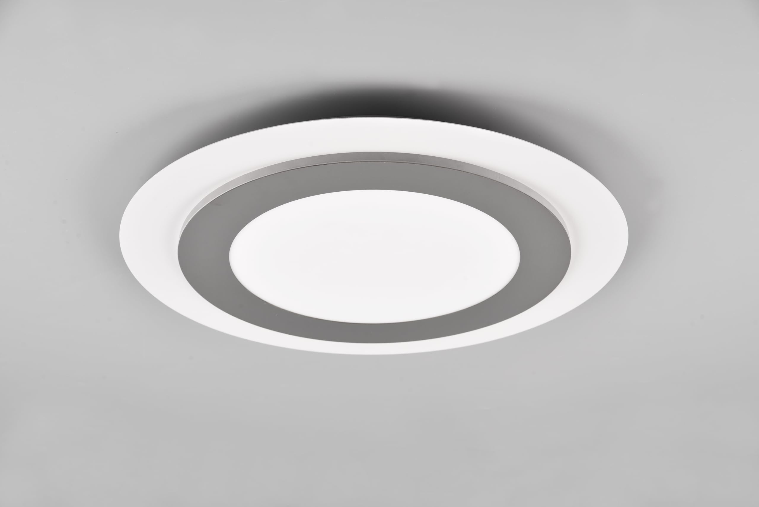 Trio Morgan 641519207 Lámpara de techo LED, metal, blanco mate, acrílico, con LED de 46 W, mando a distancia