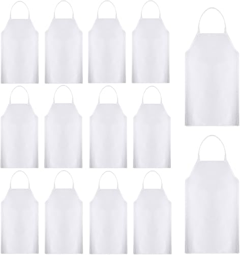 Delantales unisex con peto, paquete de 12 delantales de chef blancos con lazos extralargos, lavables para mujeres y hombres, cocinar, restaurante,