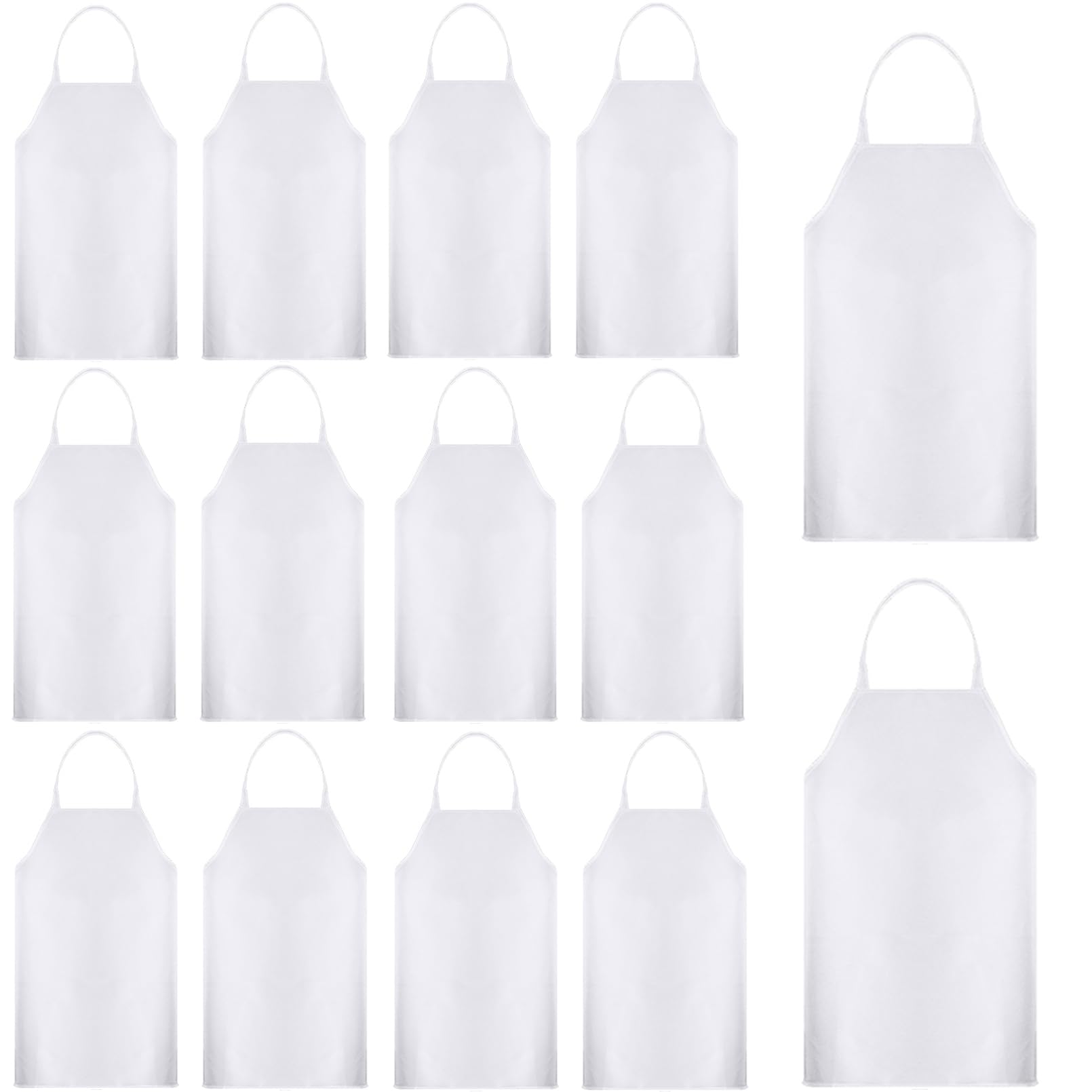 Confezione da 12 grembiuli unisex bianchi, con lacci extra lunghi, grembiule da chef senza tasche, per donne e uomini, per cucina, ristorante, barbecue, pittura