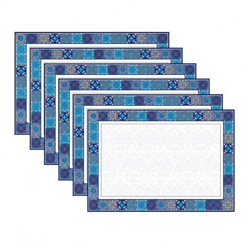 Image of Premium Leather Dining (Pack of 6) Placemats - Waterproof, Heat Resistant, Non-Slip Table Mats for Kitchen & Dining (Riviera Blue)
