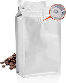 EIOFG Packaging Coffee Bags with Valve(16oz/ 1lb, 50PCS), High Barrier Aluminum Foil Flat Bottom Stand Coffee Pouches, Hea...