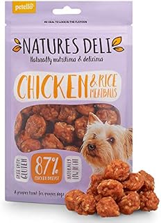 Natures Deli Chicken and Rice Meatball Dog Treats - Nutritious, Naturally Low Fat, Gluten Free, Vital Proteins - 100g