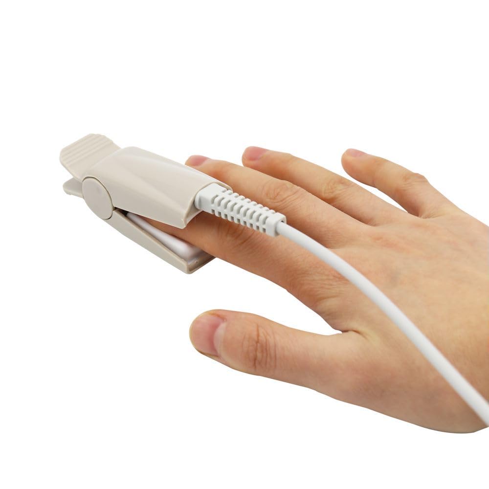 Sino-k Compatible con Sensor Nellcor Spo2 DS100A Clip adulto con dedo 3.2 pies 9 Pines Sensor de sonda Conector FDA/CE Aprobado