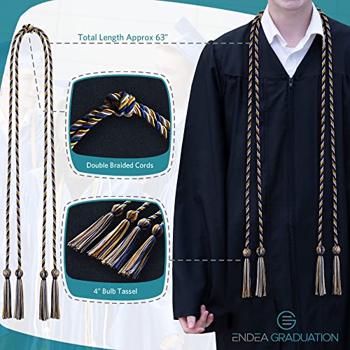 Image of Endea Graduation Double Honor Cord Three-Color (Royal Blue /Gold /White)