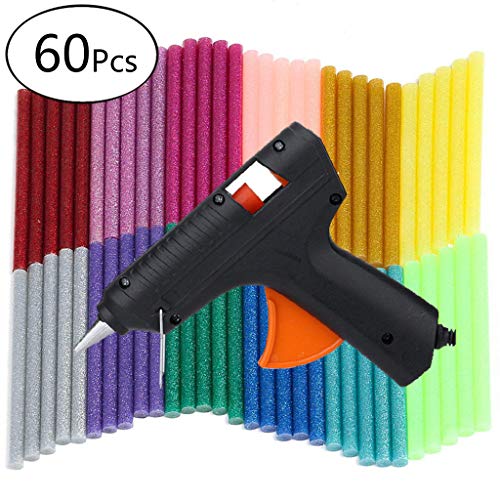 Heißklebepistole, Tacklife Klebepistole mit 60 Glitter Klebesticks Set (100 mm * 7 mm)12 Farben für Schule DIY Kunst, Handwerk und schnelle Reparaturen in Haus