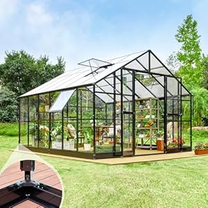 AMERLIFE 12x13.5x9 FT Hybrid Polycarbonate Greenhouse with Quick Connector Fast Assembly Clear Panels, Walk-in Large Greenhouses for Outdoors, Swing 2 Doors 4 Vents, Black AMERLIFE 12x135x9 FT Hybrid Polycarbonate Greenhouse with Quick Connector Fast Assembly Clear Panels Walk in Large Greenhouses for Outdoors Swing 2 Doors 4 Vents Black
