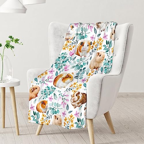 Guinea Pig Blanket Gifts - 30x40 Inches Cute Throw for Girls & Boys - White Soft Fuzzy Blankets for Couch & Office