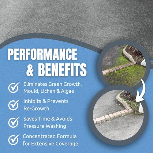 SmartSeal Green Clear - 5L - Spray and Leave Patio Cleaner & Roof Cleaner - Patio Mould Remover & Green Algae Remover for Roofs, Tarmac, Render, Decking, Brickwork & Concrete - Covers up to 125m²