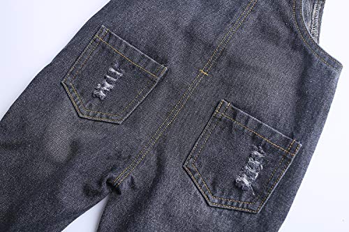 Image of KIDSCOOL Toddler Baby Denim Overalls Ripped Holes Jean Bib Romper Jumpsuit