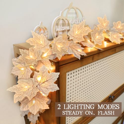 3PCS Fall Maple Leaf Garland Lights 18FT 60LED Thanksgiving Decor - image 6