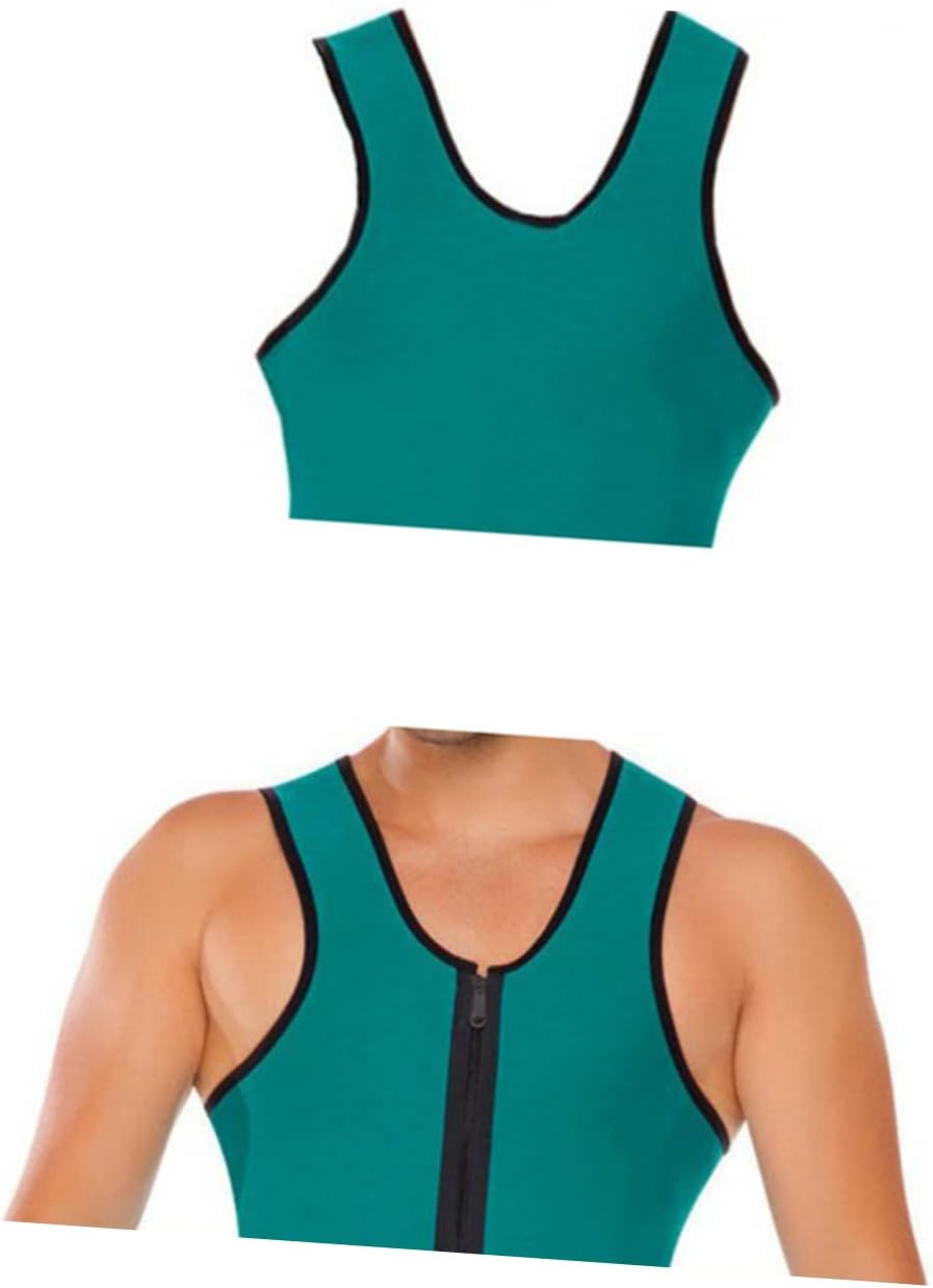 Veemoon Compression Shirt Men's Workout Vest Big u Neck Design for Men's Body Shaper Green