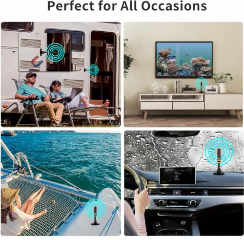 Image of Indoor TV Antenna with 2 Signal Boosters & 32FT Cable - Digital Antenna for Smart TV, Magnetic Base, Supports 4K 1080p - Dual Amplifiers for Long Range Reception of Local Channels(Gold)