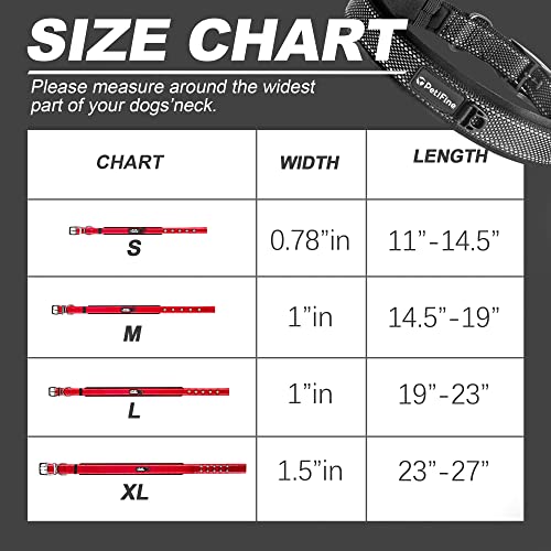 Petifine Dog Collar With Metal Buckle, Heavy Duty Dog Collar With Soft Neoprene Padded, Adjustable Reflective Nylon Dog Collars For Small Medium Large Dogs(S, Red) #TOP4