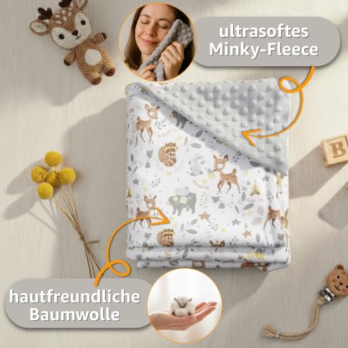Einschlagdecke Babyschale Decke Kinderwagen 90 x 90 cm - universal Baby Babydecke für Buggy Autositz Winter Baumwolle Minky Teddybären – Ansicht 4
