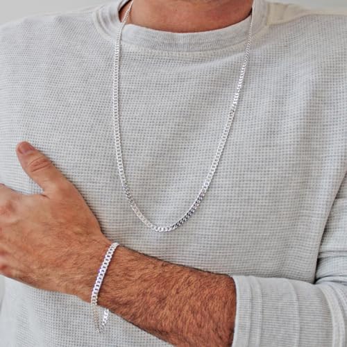 AMENNA, Conjunto Grumet 5mm Corrente 70cm e Pulseira Masculina Prata 925