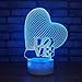 Produktbild Nachtlicht Exquisite bunte exquisite bunte 3D Nachtlicht Nachtlicht LED Folie Laterne Liebe 7 Farben USB schwarz Basis Kinder Paar Familie Schlafzimmer l