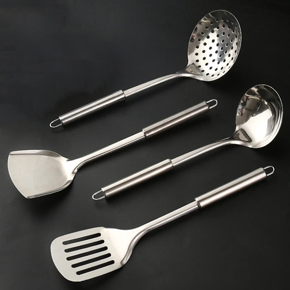 IUokLU Heat-Resistant Stainless Steel Kitchen Utensil Set - Non-Stick Spatula, Soup Spoon, and Special Cooking Shovel Turner