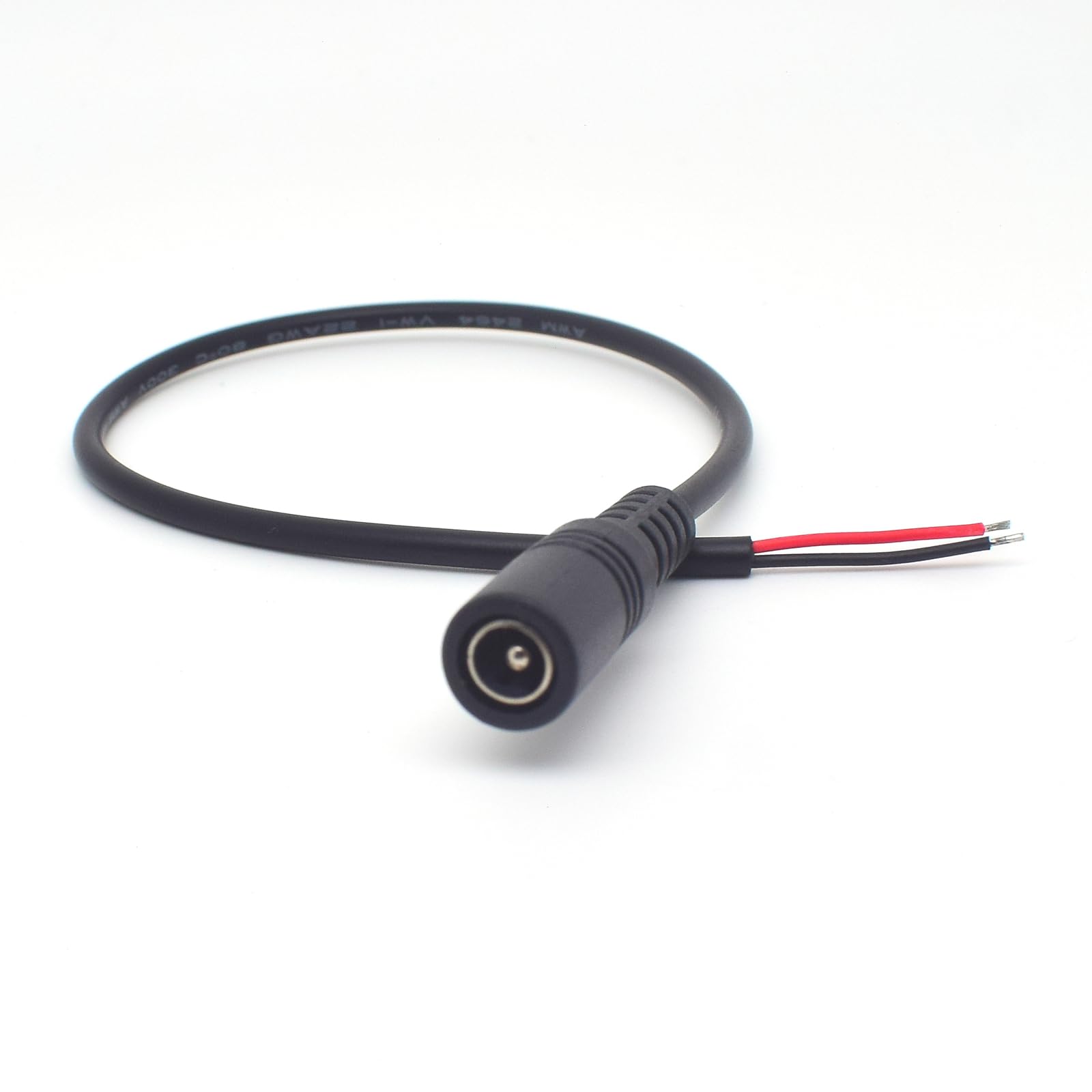 EAHOSUCC 0.3M/1FT Single 22AWG DC Power Pigtail Female 2.5mm x 5.5mm DC Connector to Bare Wire,3A 5525 DC Plug Pigtail 2 Pin Wire Connectors for CCTV